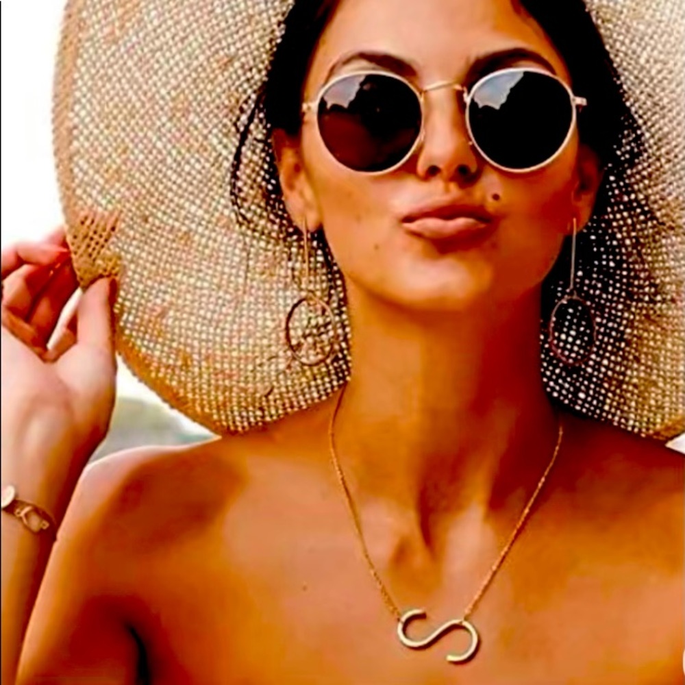 New gold initial S necklace